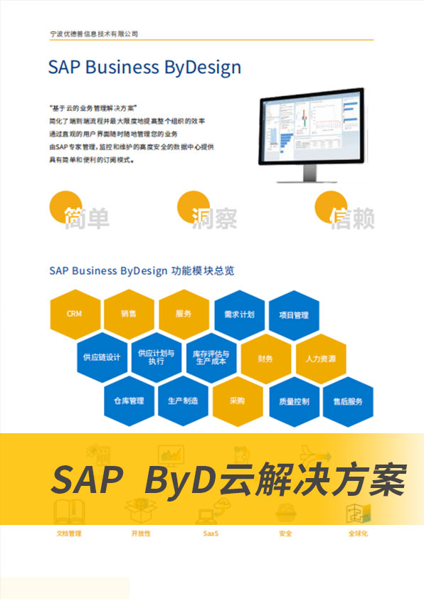 SAP Business ByDesign,SAP BYD,云ERP,SAP云平臺,云服務平臺,云平臺解決方案,中小型ERP系統(tǒng)